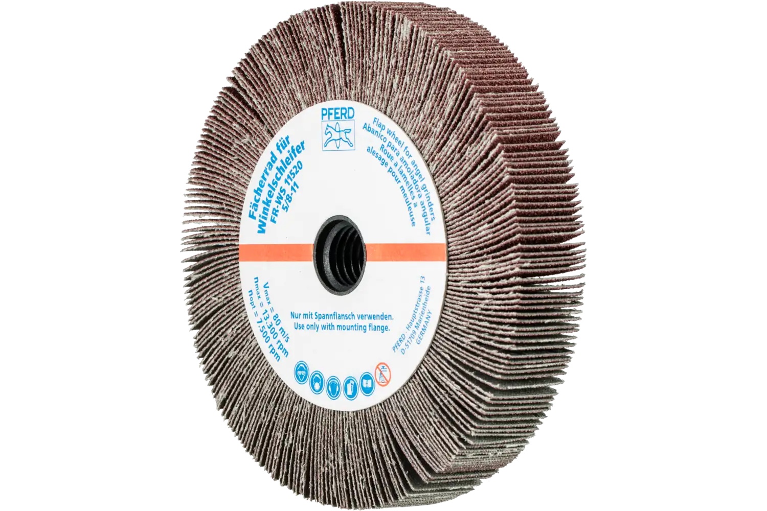 Picture of Pferd Angle Grinder Flap Wheel, 4-1/2" X 3/4 X 5/8-11, 80 Grit, Aluminum Oxide